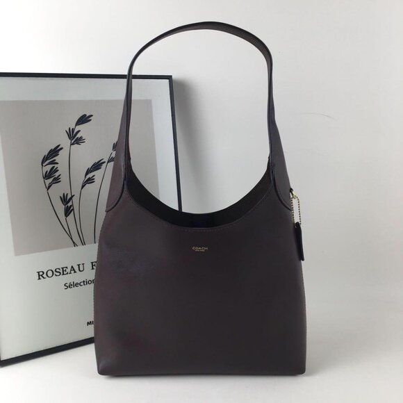 COACH Brooklyn 28 - Classic Leather Chic Tote Bag - BLACK - Picture 2 of 6